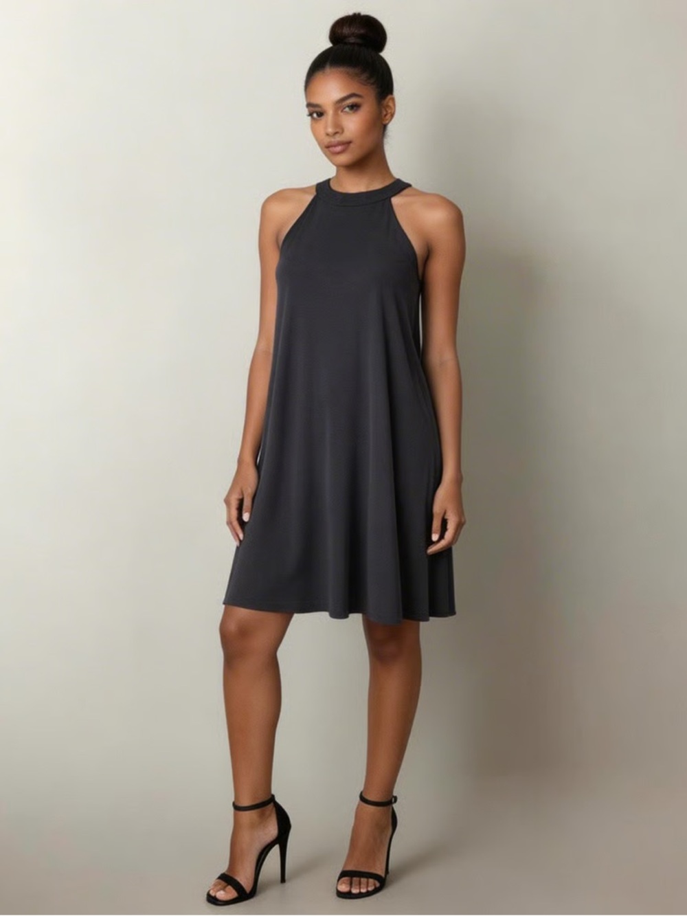 ANN TAYLOR LOFT | Charcoal Gray Swing Dress Sz S